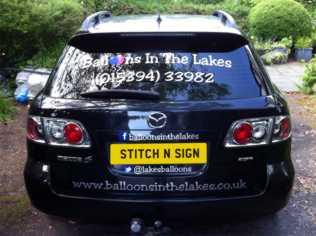 Balloons in The Lakes Rear Windscreen